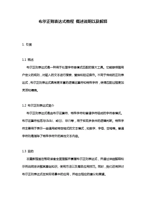 布尔正则表达式教程_概述说明以及解释