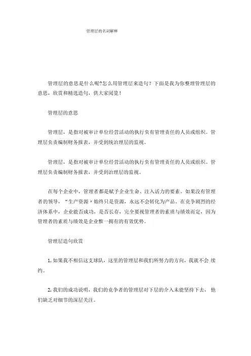 管理层的名词解释