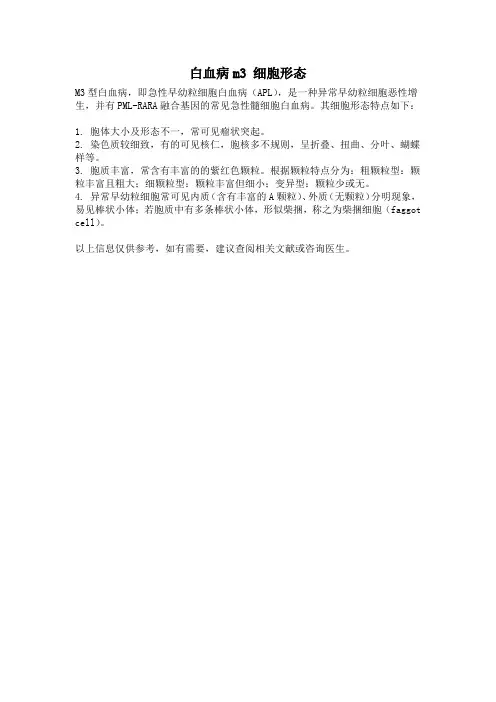 白血病m3 细胞形态