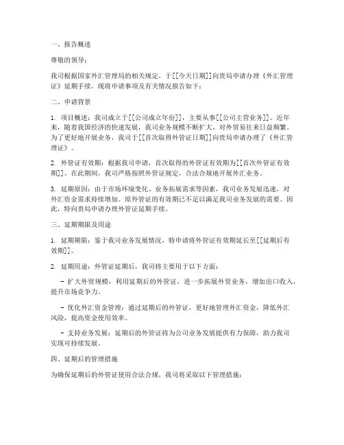 外管证延期申请报告