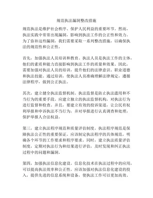 规范执法漏洞整改措施