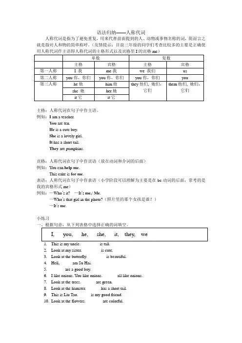 语法归纳-人称代词