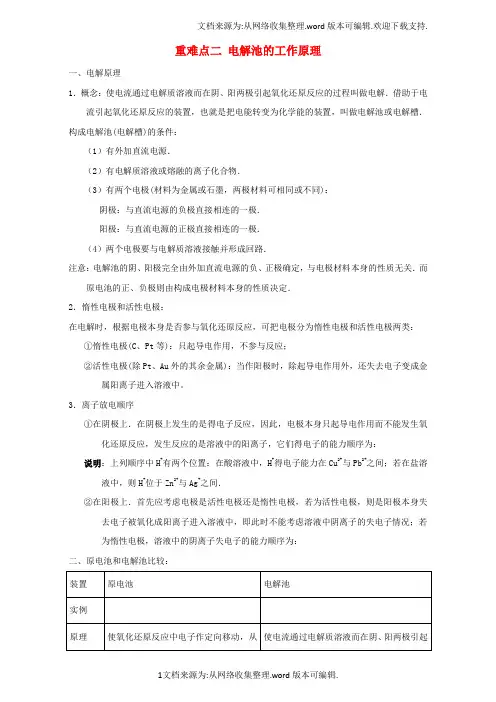 高中化学第四章电化学基础重难点二电解池的工作原理含解析新人教版选修4