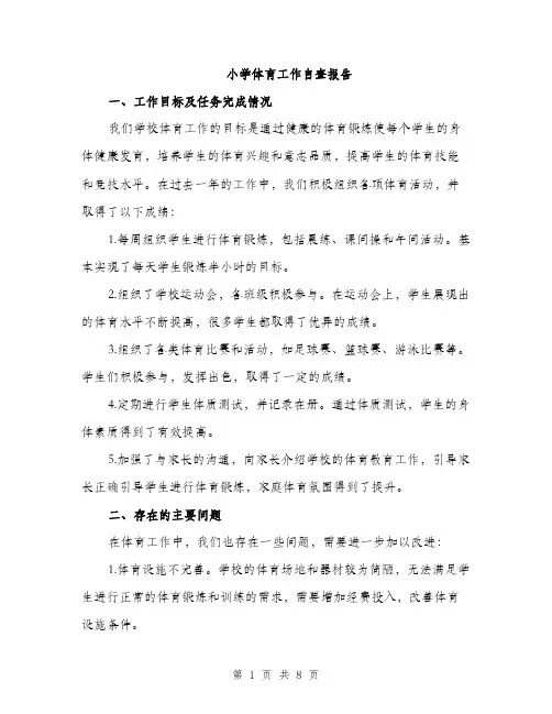 小学体育工作自查报告（2篇）