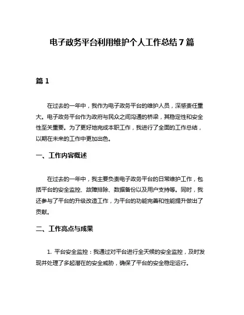 电子政务平台利用维护个人工作总结7篇