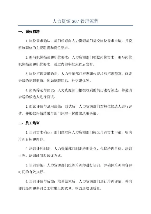 人力资源SOP管理流程