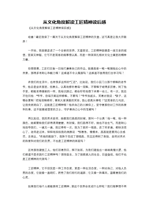 从文化角度解读工匠精神读后感