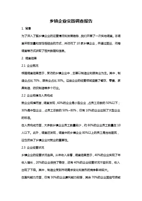 乡镇企业实践调查报告