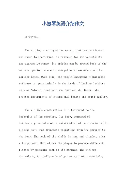 小提琴英语介绍作文