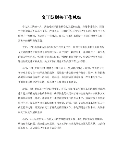 义工队财务工作总结