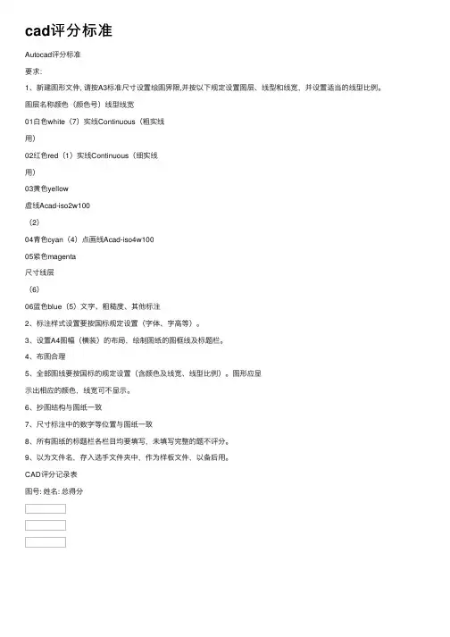 cad评分标准
