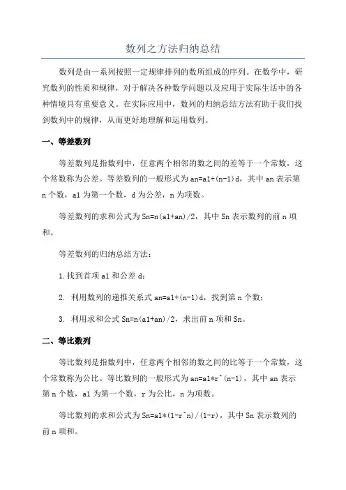 数列之方法归纳总结