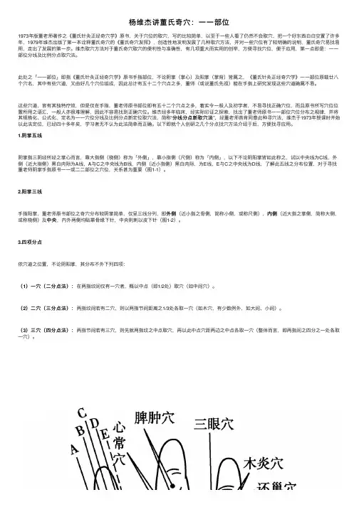 杨维杰讲董氏奇穴：一一部位