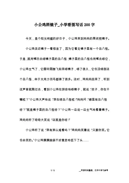 小公鸡照镜子_小学看图写话200字