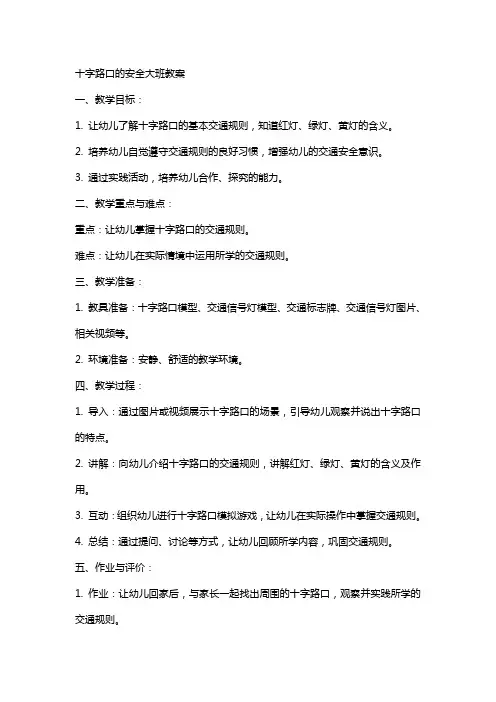 十字路口的安全大班教案
