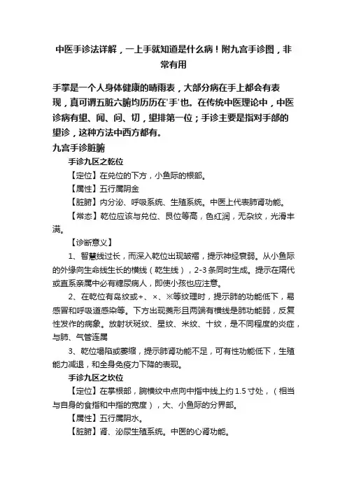 中医手诊法详解，一上手就知道是什么病！附九宫手诊图，非常有用