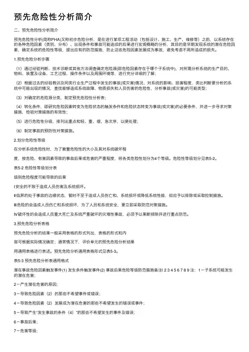 预先危险性分析简介