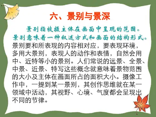 六、景别与景深 景别指被摄主体在画面中呈现的范围。景别意味着一推荐优秀PPT