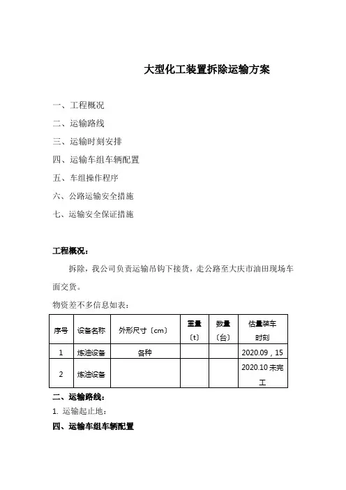 大型化工装置拆除运输方案