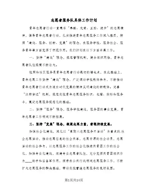 2024年志愿者服务队具体工作计划（6篇）