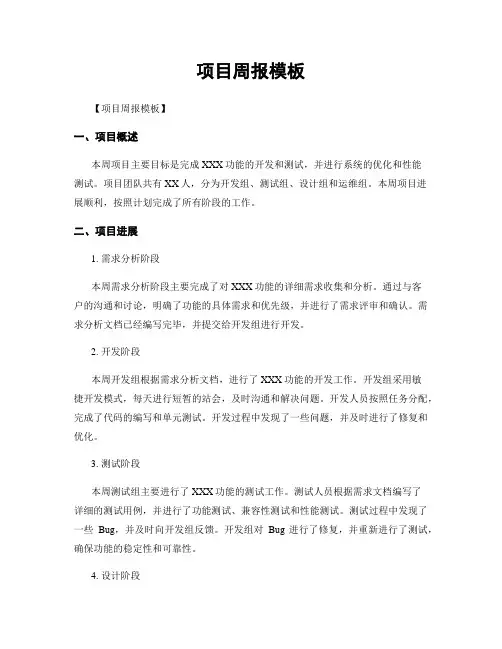 项目周报模板