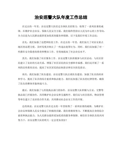 治安巡警大队年度工作总结