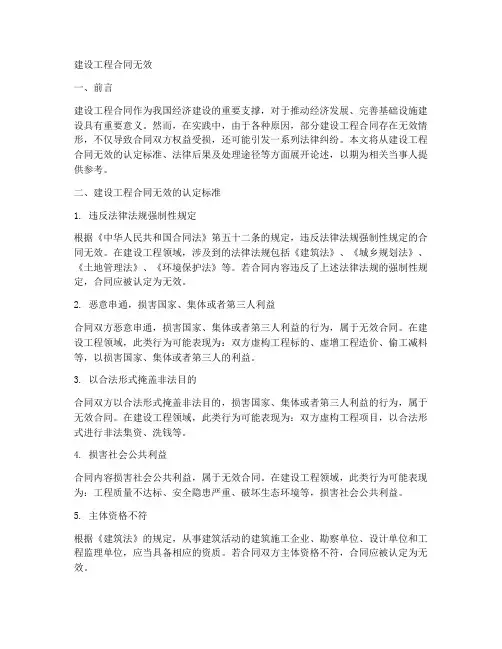 建设工程合同无效