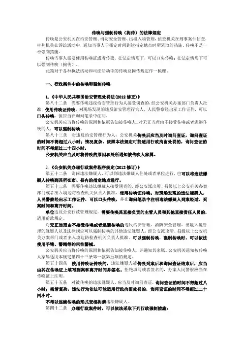 传唤与强制传唤(拘传)的法律规定