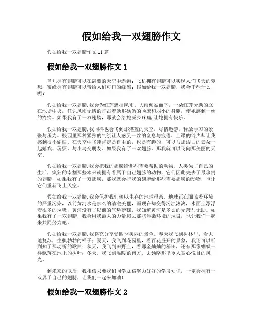 假如给我一双翅膀作文