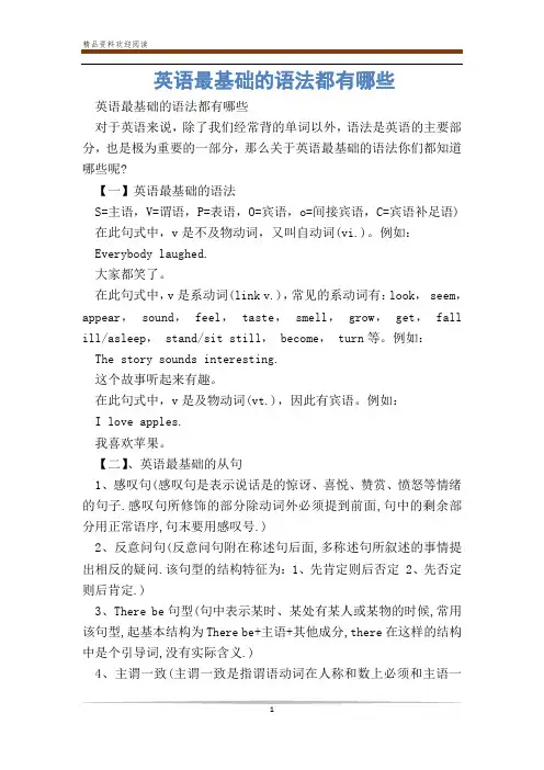 英语最基础的语法都有哪些