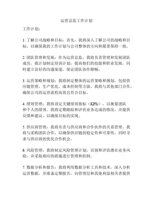 运营总监工作计划