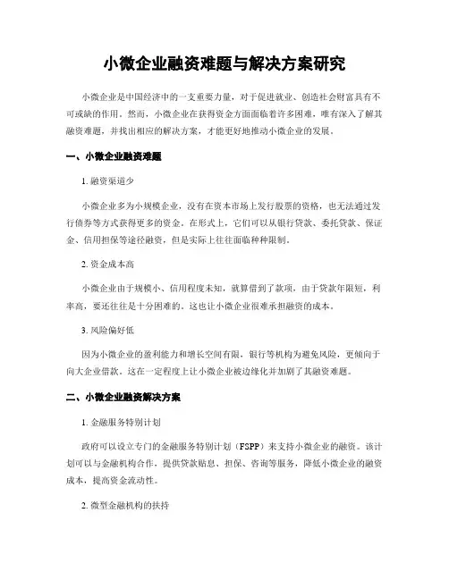 小微企业融资难题与解决方案研究