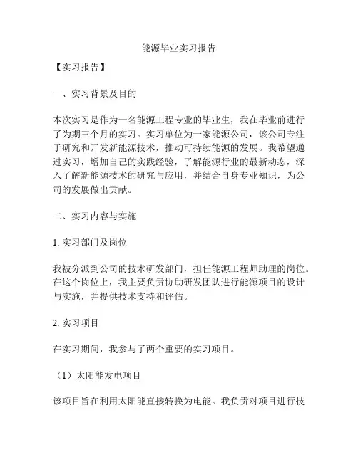 能源毕业实习报告