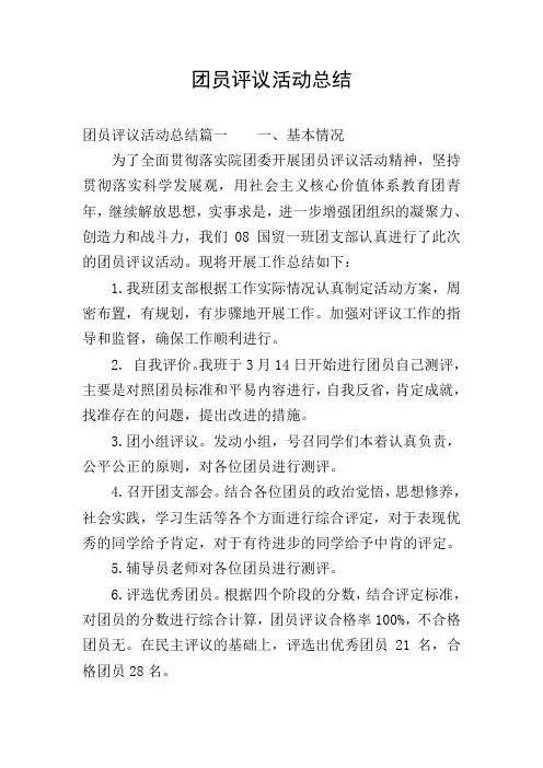 团员评议活动总结