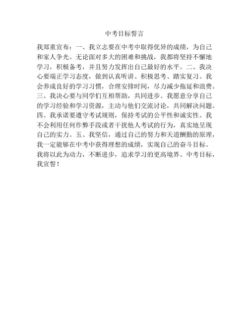 中考目标誓言