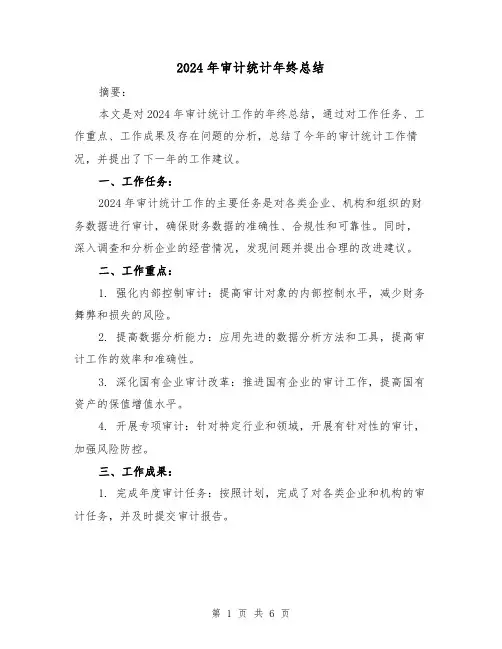 2024年审计统计年终总结（3篇）