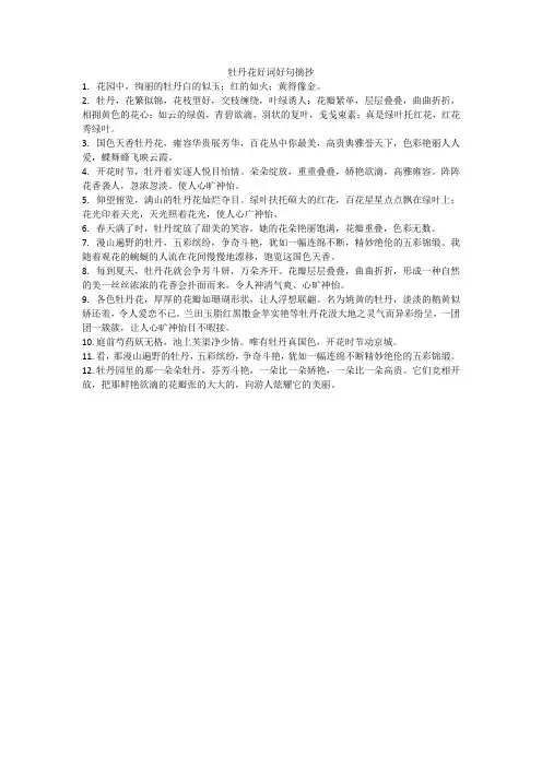牡丹花的好词好句摘抄