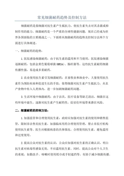 常见细菌耐药趋势及控制方法
