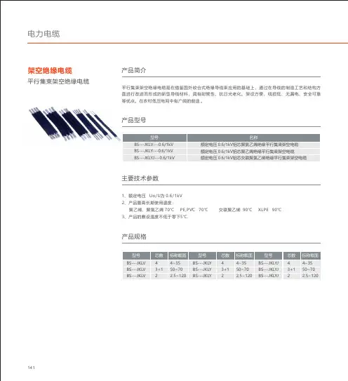 人民电器 平行集束架空绝缘电缆 产品说明书