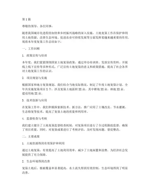 复垦年度总结汇报范文(3篇)