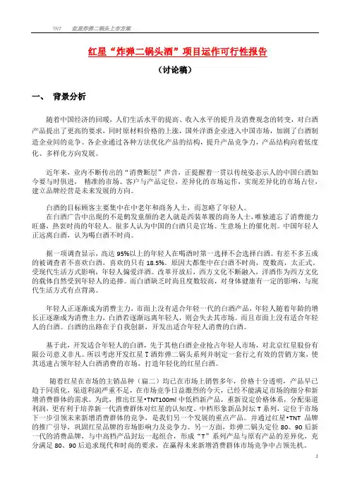 红星“炸弹二锅头酒”项目运作可行性报告