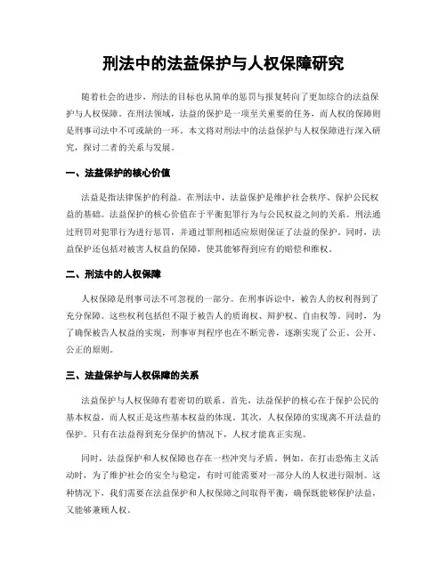 刑法中的法益保护与人权保障研究
