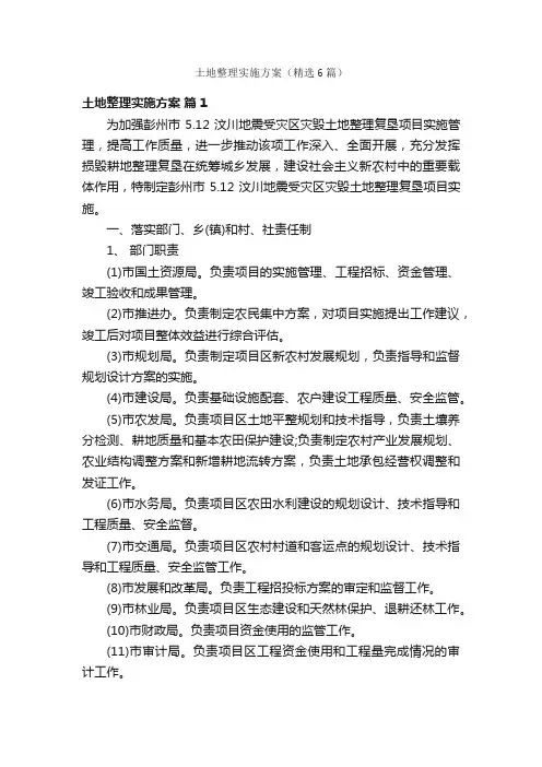 土地整理实施方案（精选6篇）