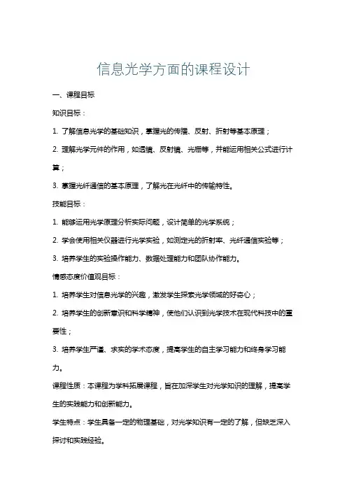 信息光学方面的课程设计