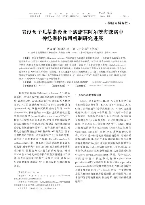 表没食子儿茶素没食子酸酯在阿尔茨海默病中神经保护作用机制研究进展