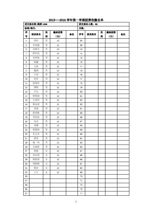 新：各团支部团费收缴明细表