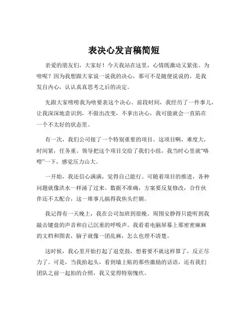 表决心发言稿简短