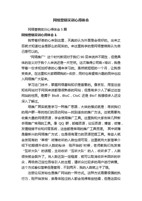 网络营销实训心得体会5篇