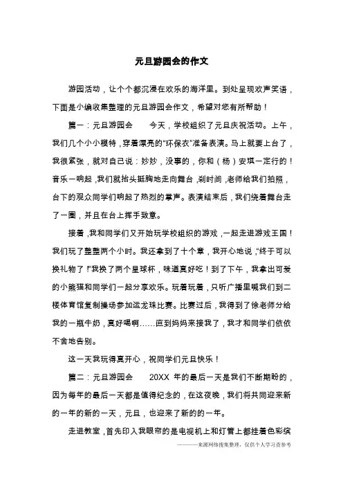 元旦游园会的作文