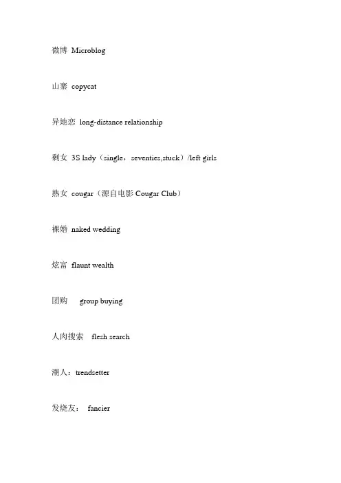 2013年流行词汇英汉互译版
